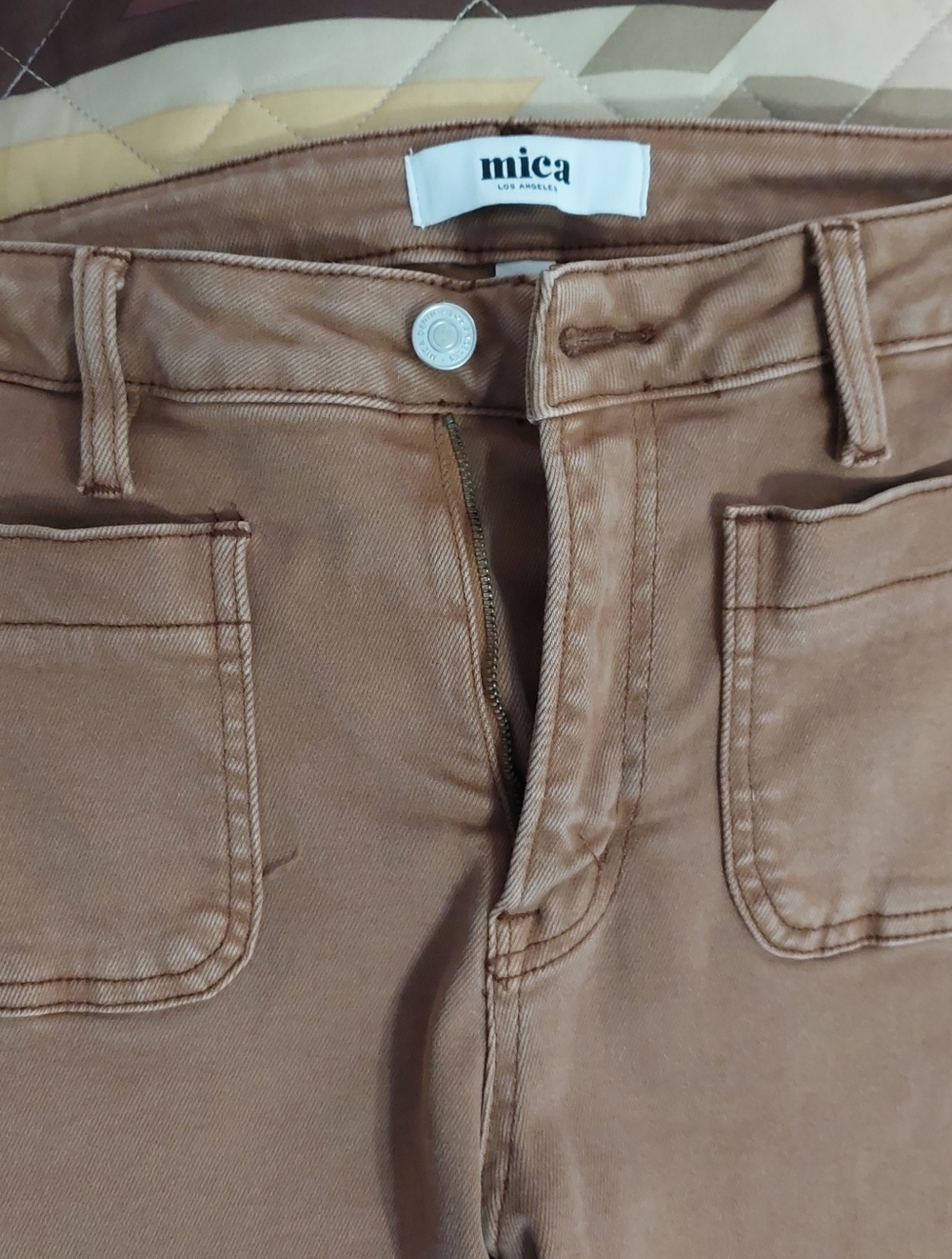 mica Los Angeles Tan High-Rise Crop Pants